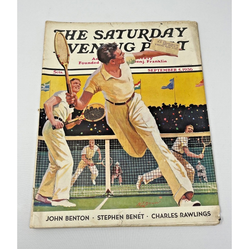 Saturday Evening Post Sept 5 1936 Tennis Cover M.L. Bower Full Magazine